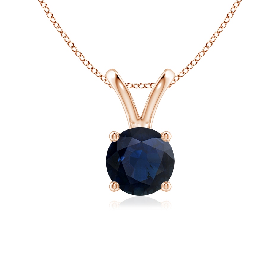 6mm A V-Bale Round Blue Sapphire Solitaire Pendant in Rose Gold 