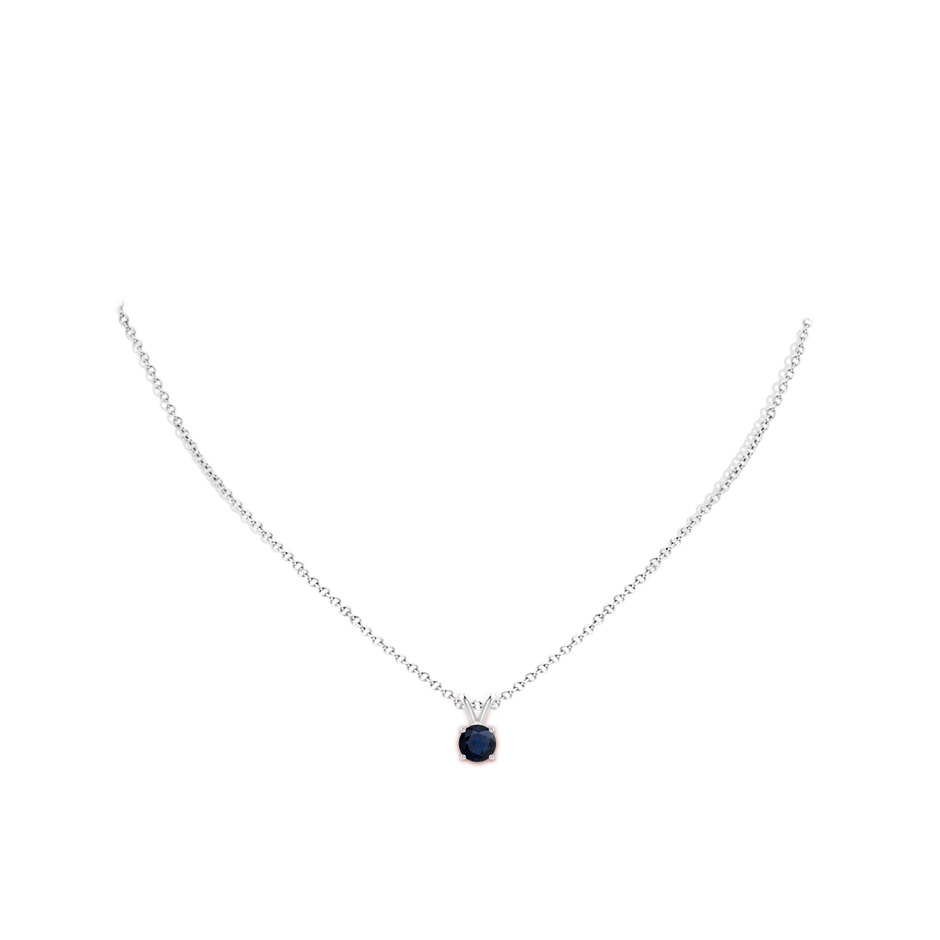 6mm A V-Bale Round Blue Sapphire Solitaire Pendant in S999 Silver pen