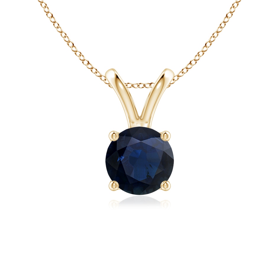 6mm A V-Bale Round Blue Sapphire Solitaire Pendant in Yellow Gold 