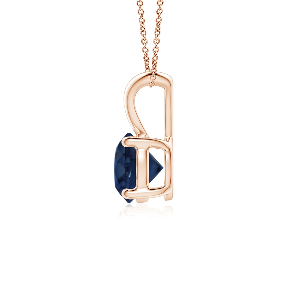 6mm AA V-Bale Round Blue Sapphire Solitaire Pendant in Rose Gold side 199