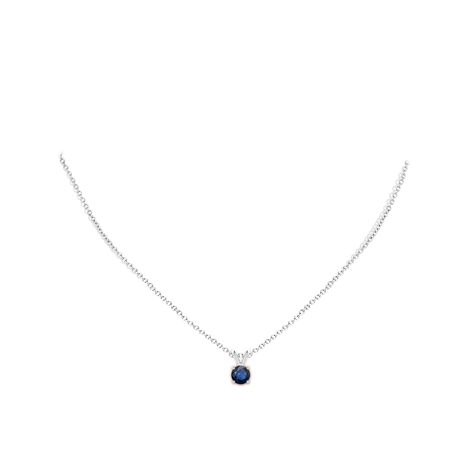6mm AA V-Bale Round Blue Sapphire Solitaire Pendant in White Gold pen