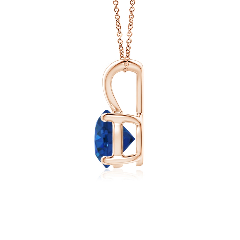 6mm AAA V-Bale Round Blue Sapphire Solitaire Pendant in Rose Gold side 199