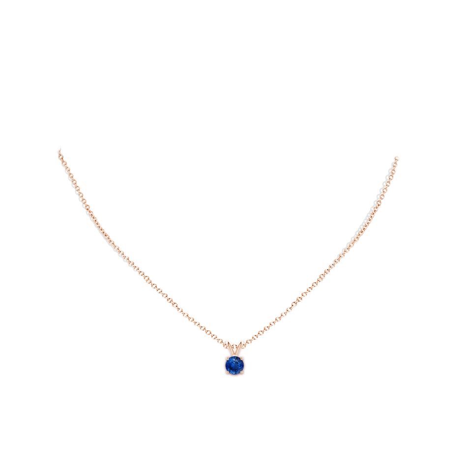 6mm AAA V-Bale Round Blue Sapphire Solitaire Pendant in Rose Gold pen