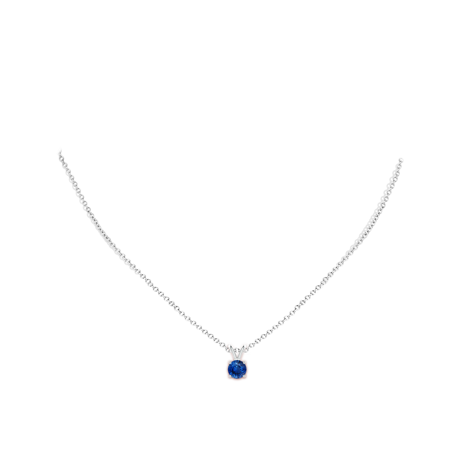 6mm AAA V-Bale Round Blue Sapphire Solitaire Pendant in White Gold pen