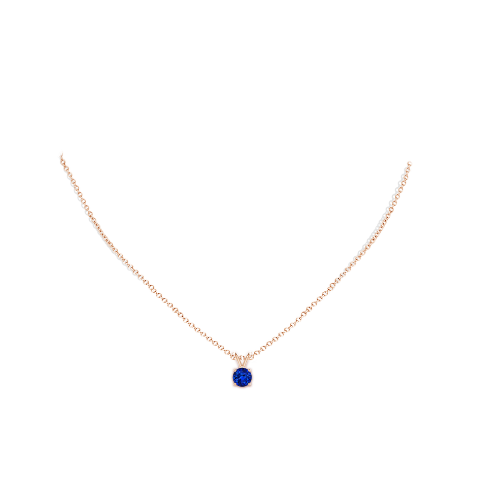 6mm AAAA V-Bale Round Blue Sapphire Solitaire Pendant in Rose Gold pen