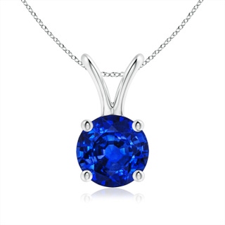 6mm AAAA V-Bale Round Blue Sapphire Solitaire Pendant in S999 Silver