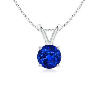 6mm AAAA V-Bale Round Blue Sapphire Solitaire Pendant in S999 Silver