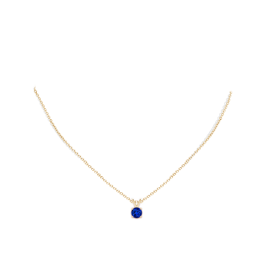 6mm AAAA V-Bale Round Blue Sapphire Solitaire Pendant in Yellow Gold pen
