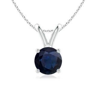 7mm A V-Bale Round Blue Sapphire Solitaire Pendant in P950 Platinum