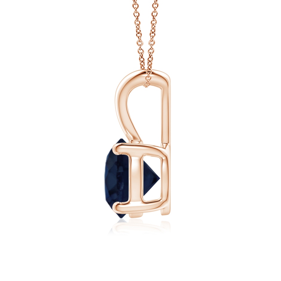 7mm A V-Bale Round Blue Sapphire Solitaire Pendant in Rose Gold side 199