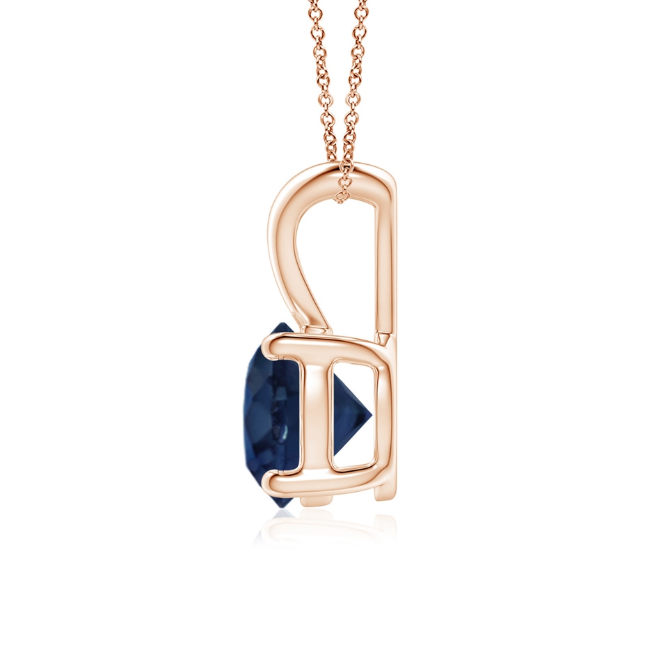 7mm AA V-Bale Round Blue Sapphire Solitaire Pendant in Rose Gold side 199