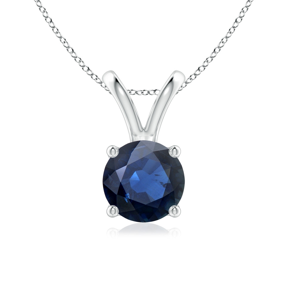 7mm AA V-Bale Round Blue Sapphire Solitaire Pendant in S999 Silver 