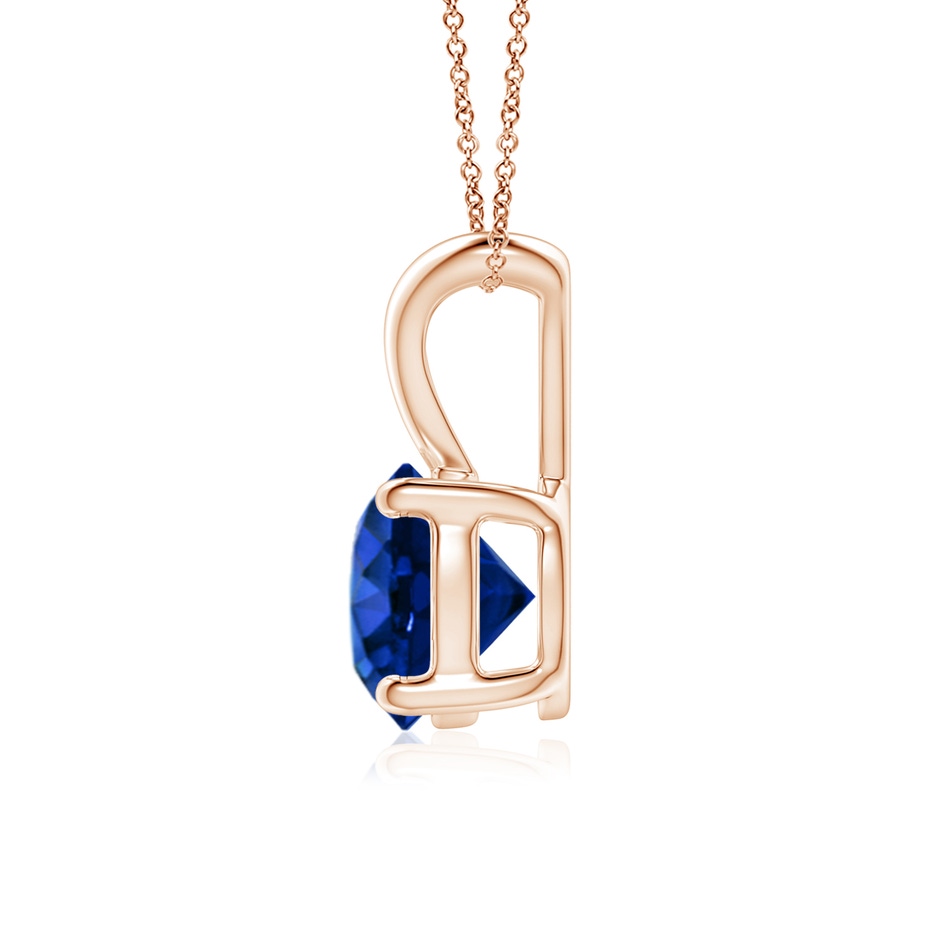 7mm AAAA V-Bale Round Blue Sapphire Solitaire Pendant in Rose Gold side 199