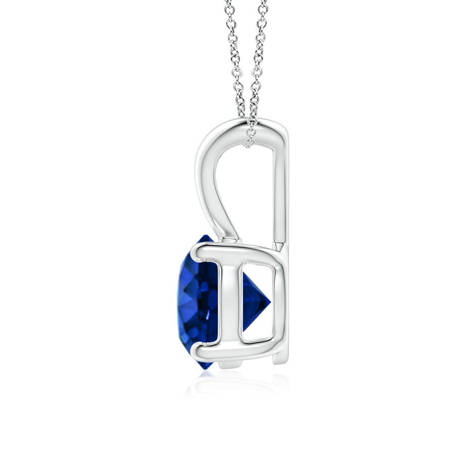 7mm AAAA V-Bale Round Blue Sapphire Solitaire Pendant in S999 Silver side 199