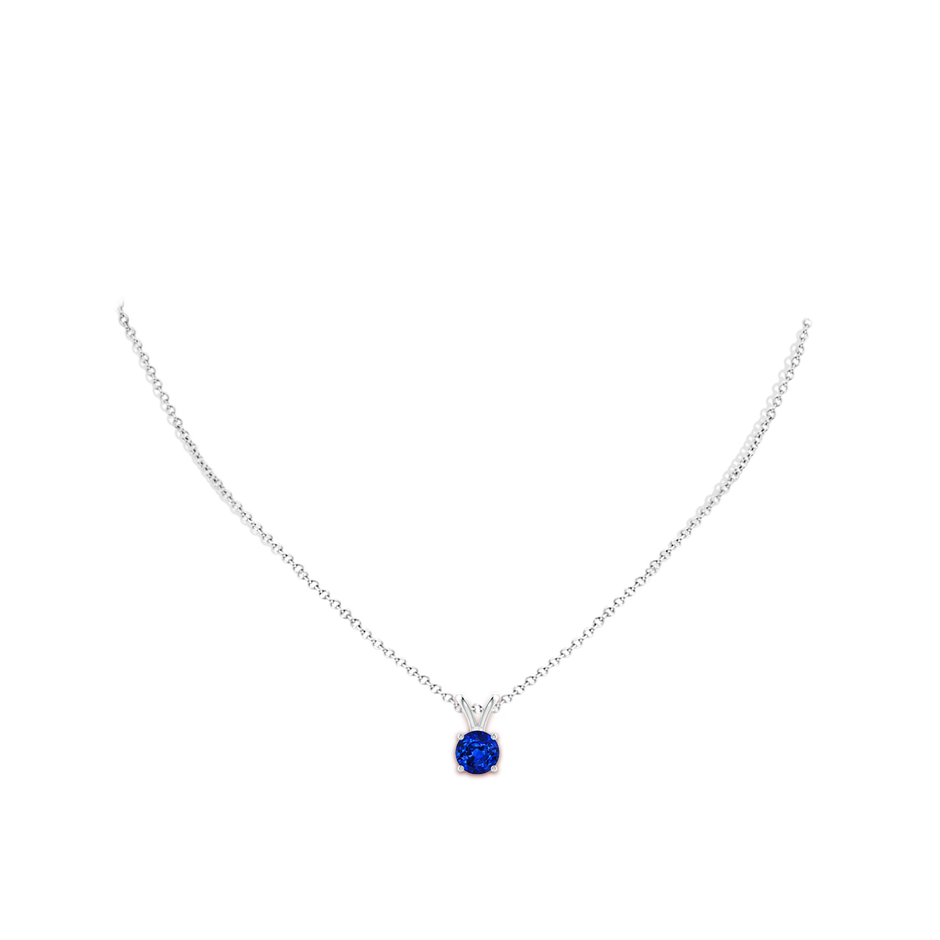 7mm AAAA V-Bale Round Blue Sapphire Solitaire Pendant in S999 Silver pen