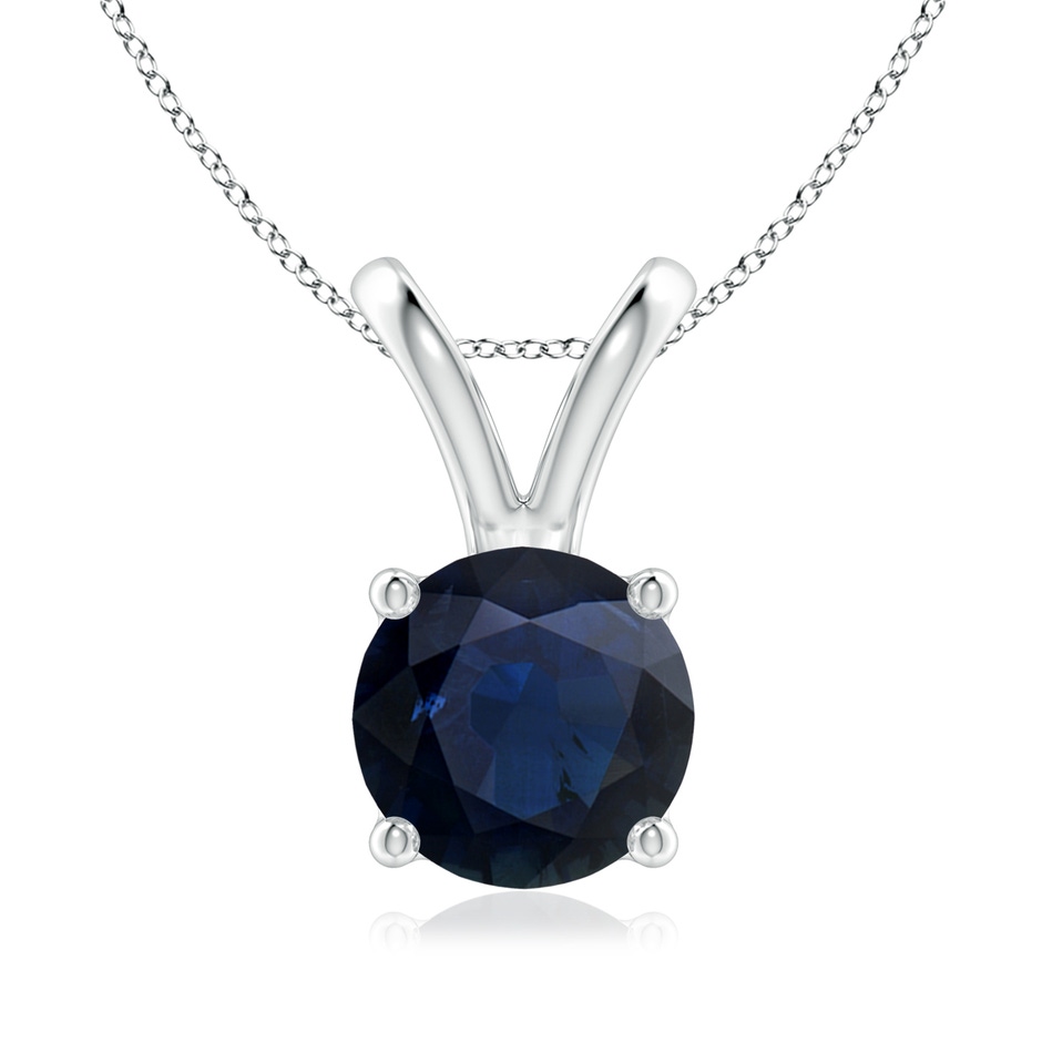 8mm A V-Bale Round Blue Sapphire Solitaire Pendant in P950 Platinum 