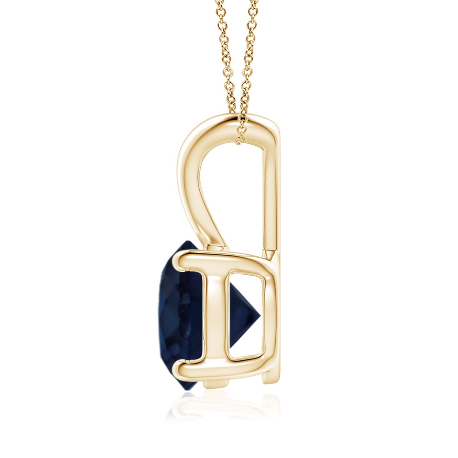 8mm A V-Bale Round Blue Sapphire Solitaire Pendant in Yellow Gold side 199