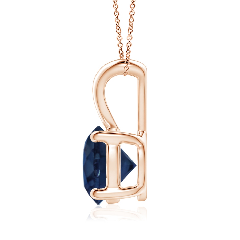 8mm AA V-Bale Round Blue Sapphire Solitaire Pendant in 18K Rose Gold side 199