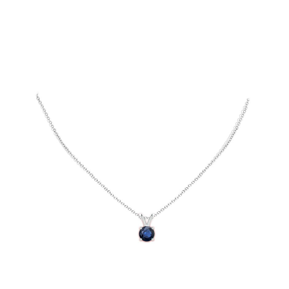 8mm AA V-Bale Round Blue Sapphire Solitaire Pendant in S999 Silver pen