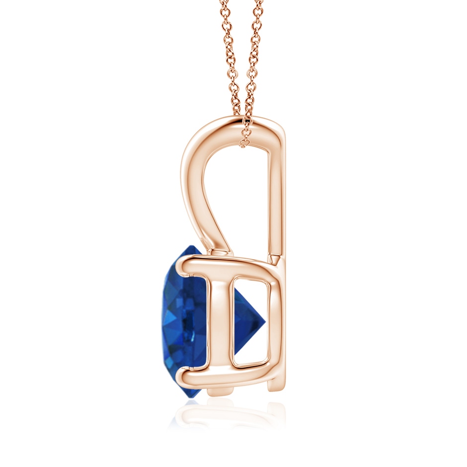 8mm AAA V-Bale Round Blue Sapphire Solitaire Pendant in Rose Gold side 199