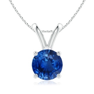 8mm AAA V-Bale Round Blue Sapphire Solitaire Pendant in S999 Silver