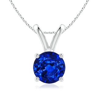 8mm AAAA V-Bale Round Blue Sapphire Solitaire Pendant in P950 Platinum