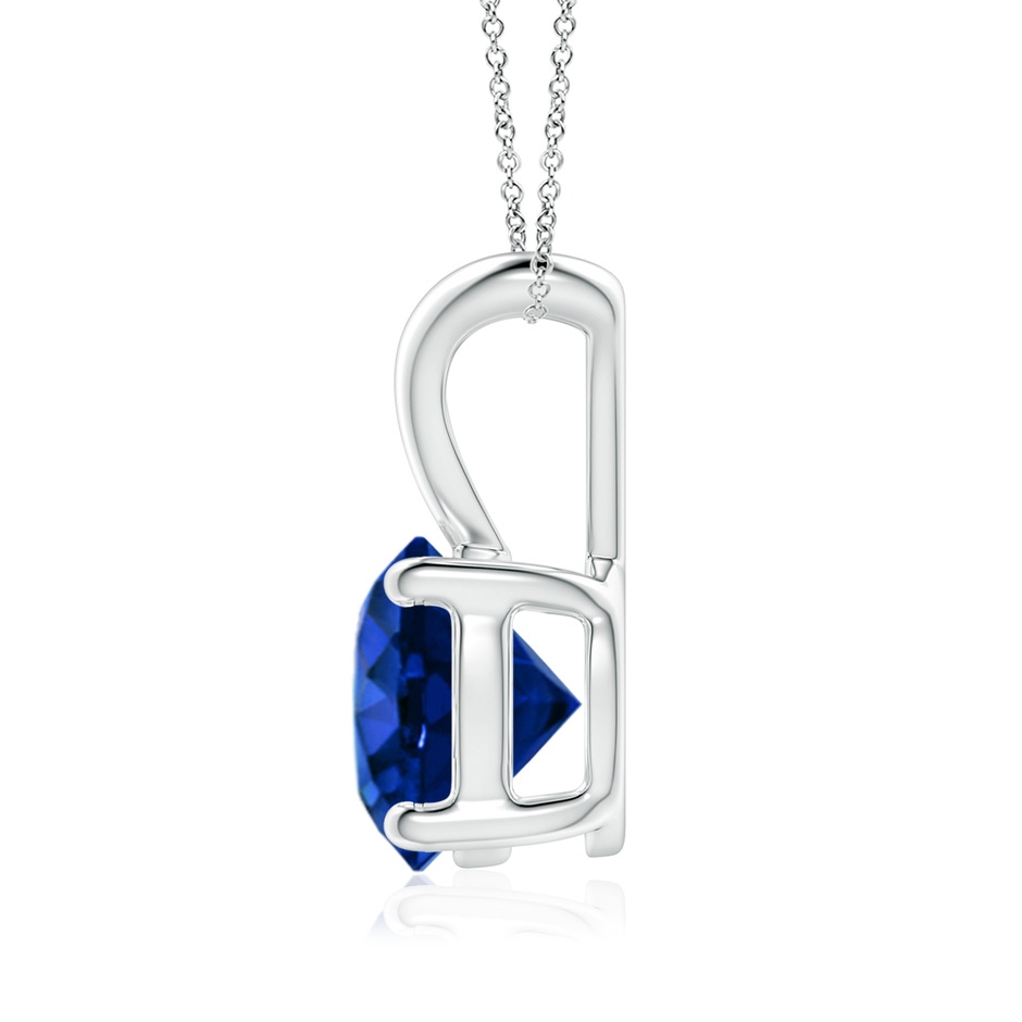 8mm Lab-Grown V-Bale Round Blue Sapphire Solitaire Pendant in White Gold side 199