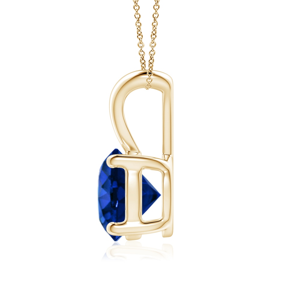 8mm AAAA V-Bale Round Blue Sapphire Solitaire Pendant in Yellow Gold side 199