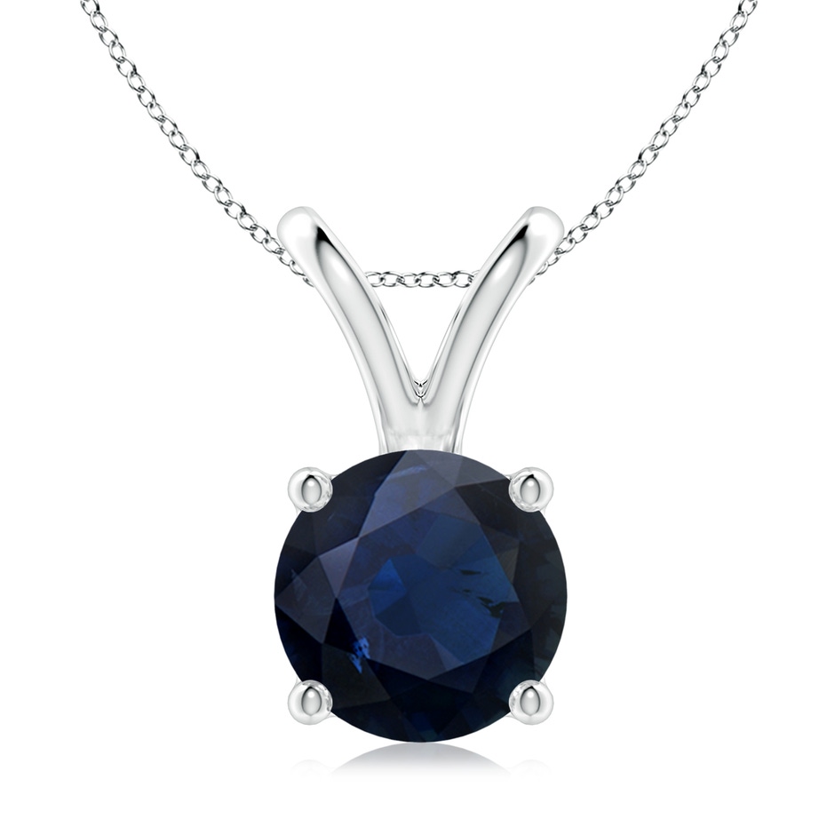 9mm A V-Bale Round Blue Sapphire Solitaire Pendant in P950 Platinum 