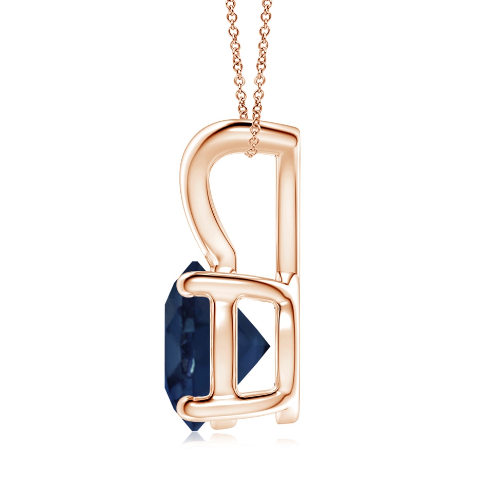 9mm AA V-Bale Round Blue Sapphire Solitaire Pendant in Rose Gold side 199