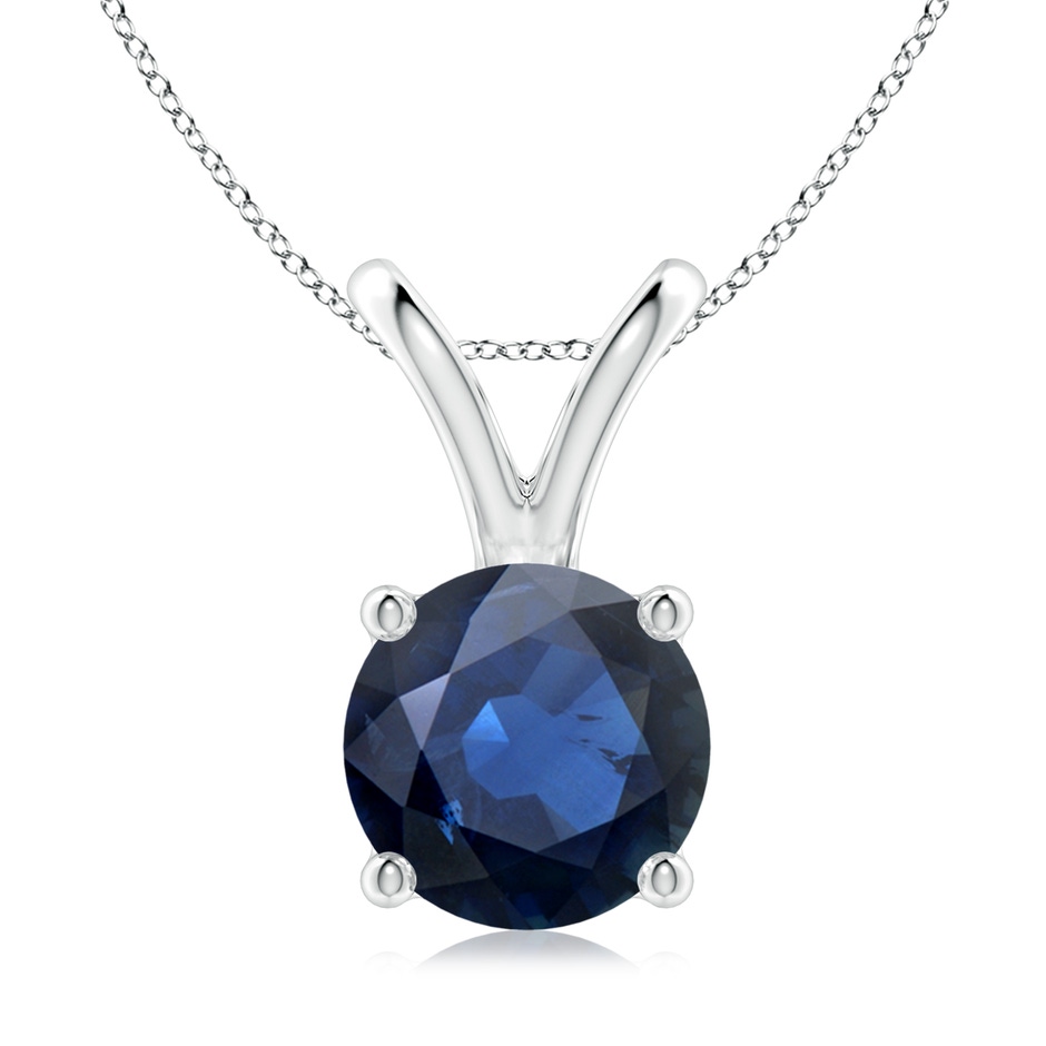 9mm AA V-Bale Round Blue Sapphire Solitaire Pendant in S999 Silver 