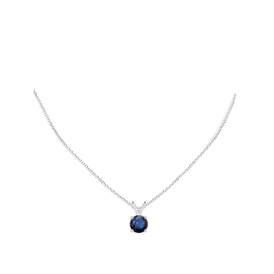 9mm AA V-Bale Round Blue Sapphire Solitaire Pendant in S999 Silver pen