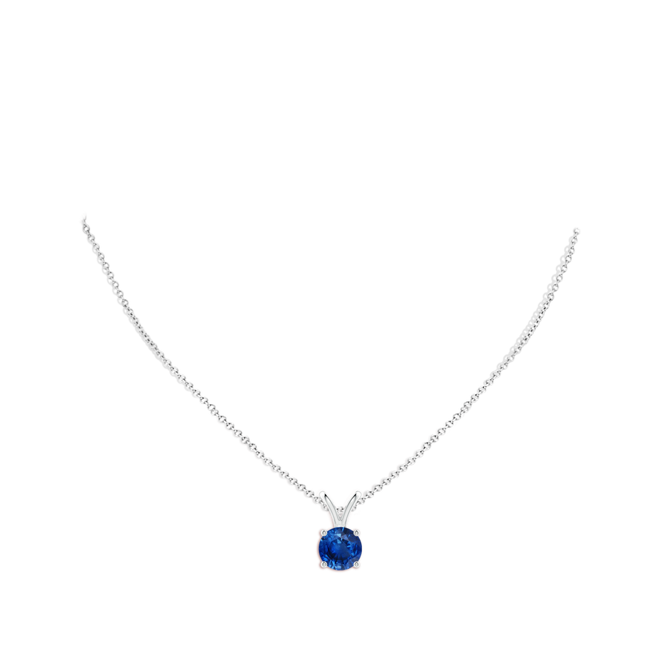 9mm AAA V-Bale Round Blue Sapphire Solitaire Pendant in P950 Platinum pen