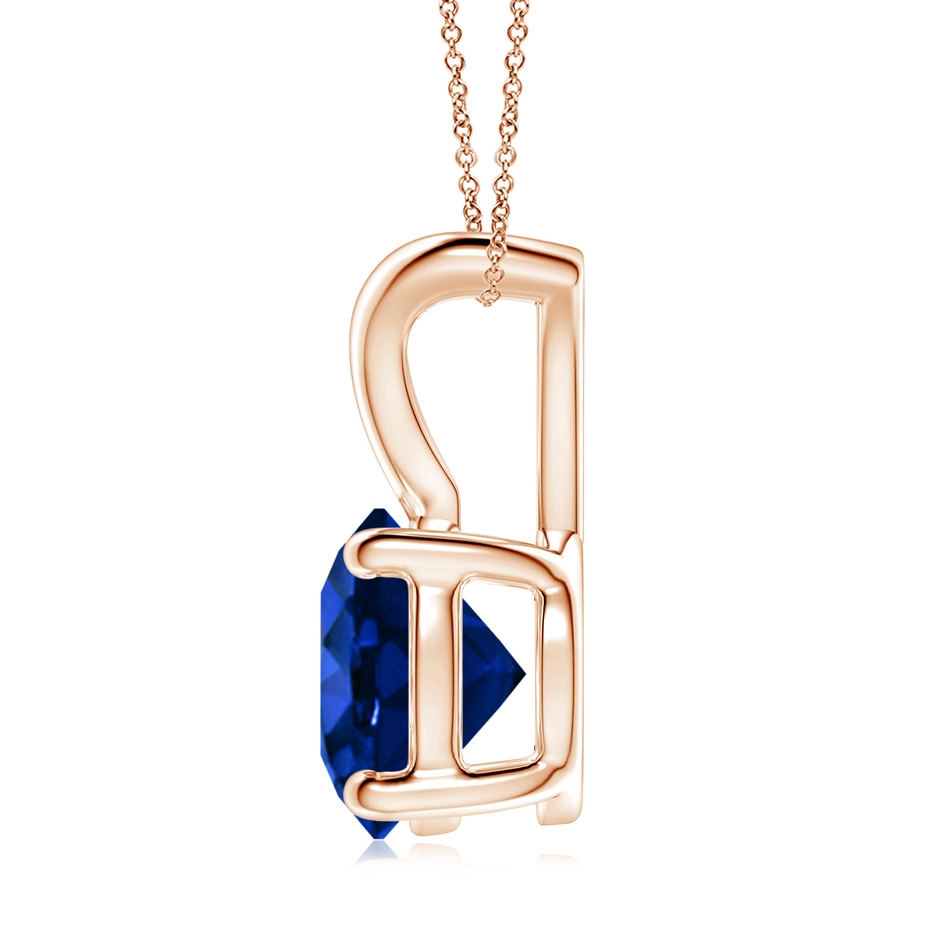 9mm AAAA V-Bale Round Blue Sapphire Solitaire Pendant in Rose Gold side 199