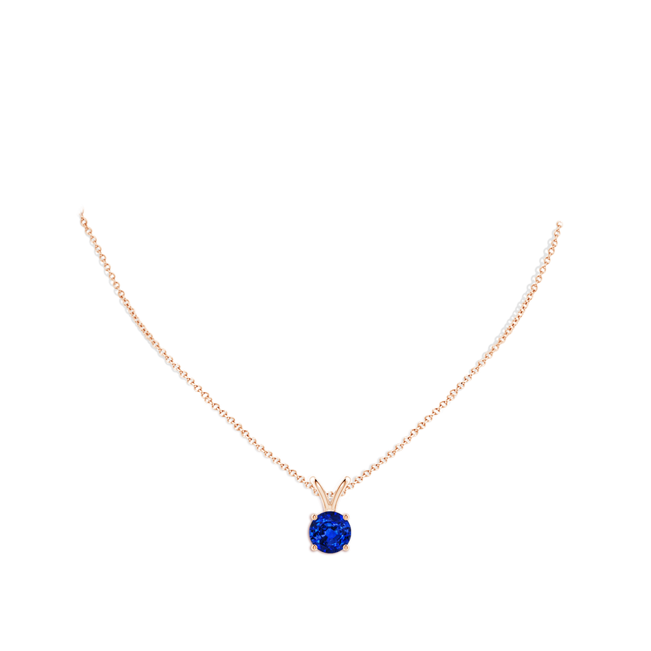 9mm AAAA V-Bale Round Blue Sapphire Solitaire Pendant in Rose Gold pen