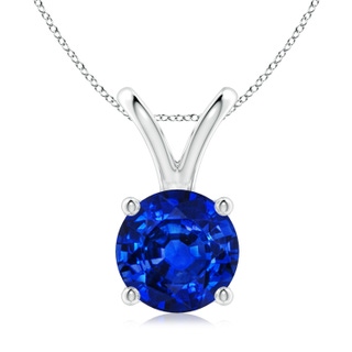 9mm AAAA V-Bale Round Blue Sapphire Solitaire Pendant in S999 Silver