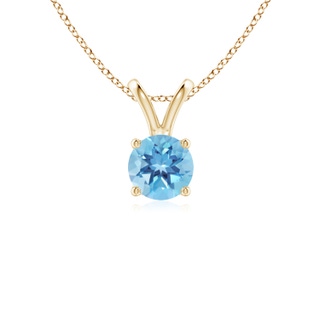 5mm A V-Bale Round Swiss Blue Topaz Solitaire Pendant in Yellow Gold