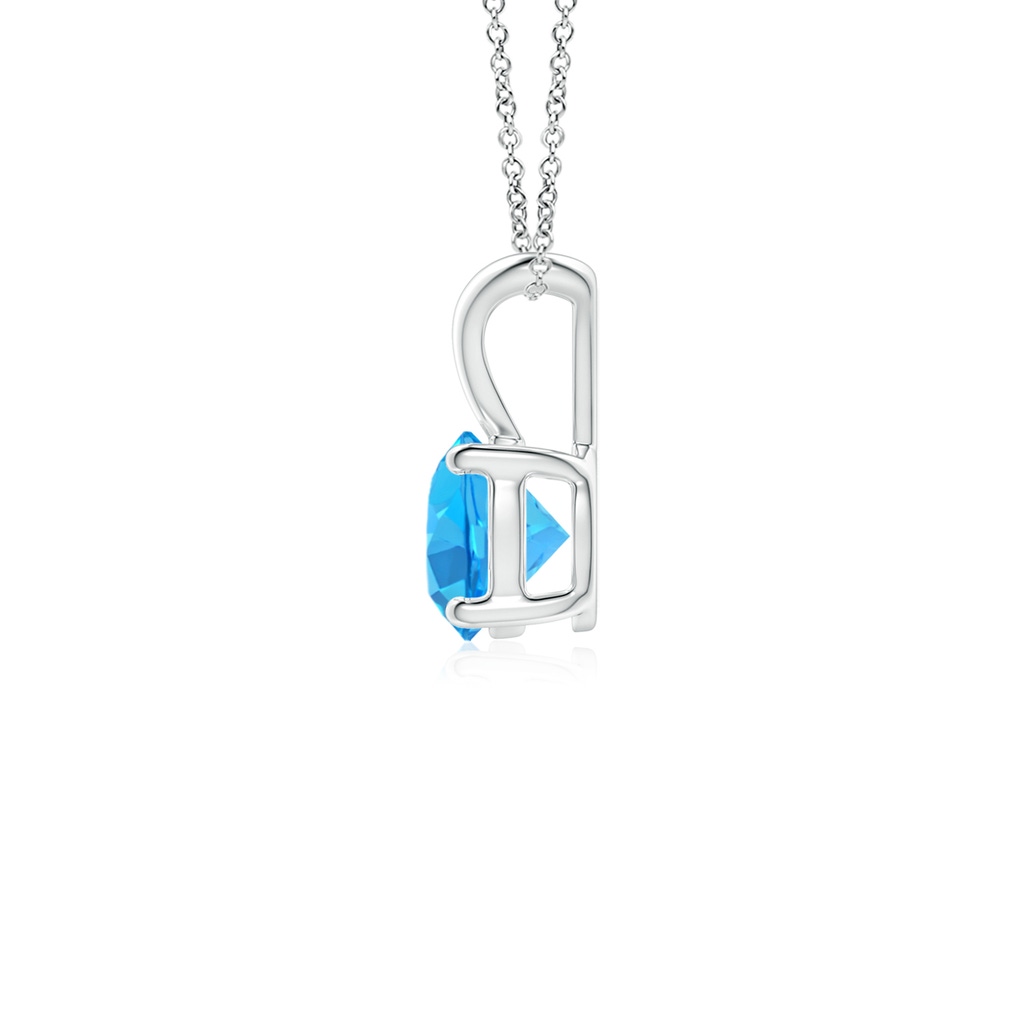 5mm AAA V-Bale Round Swiss Blue Topaz Solitaire Pendant in White Gold Side 1
