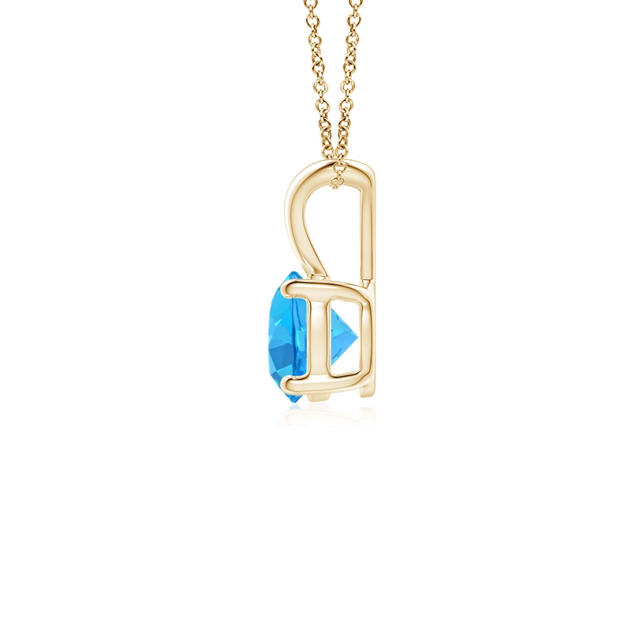 5mm AAA V-Bale Round Swiss Blue Topaz Solitaire Pendant in Yellow Gold side 199