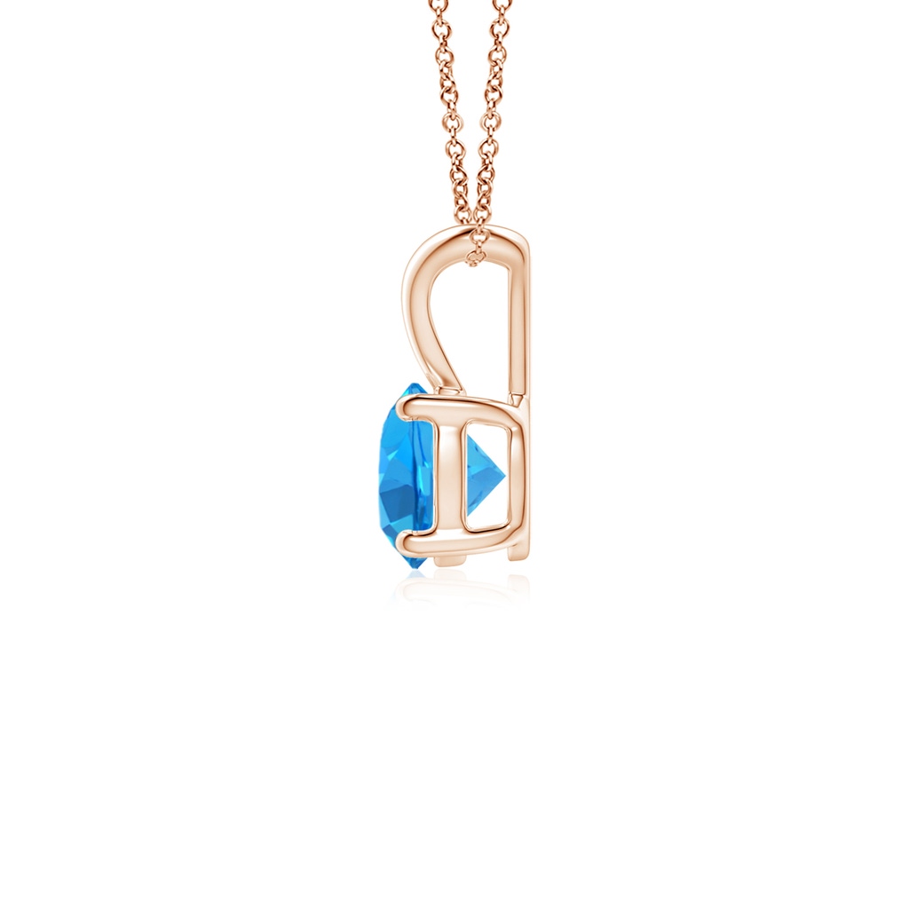 5mm AAAA V-Bale Round Swiss Blue Topaz Solitaire Pendant in Rose Gold - side 199