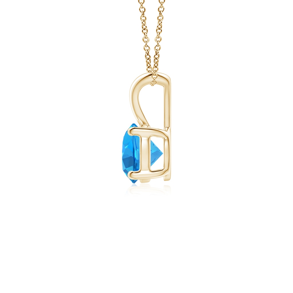 5mm AAAA V-Bale Round Swiss Blue Topaz Solitaire Pendant in Yellow Gold - side 199