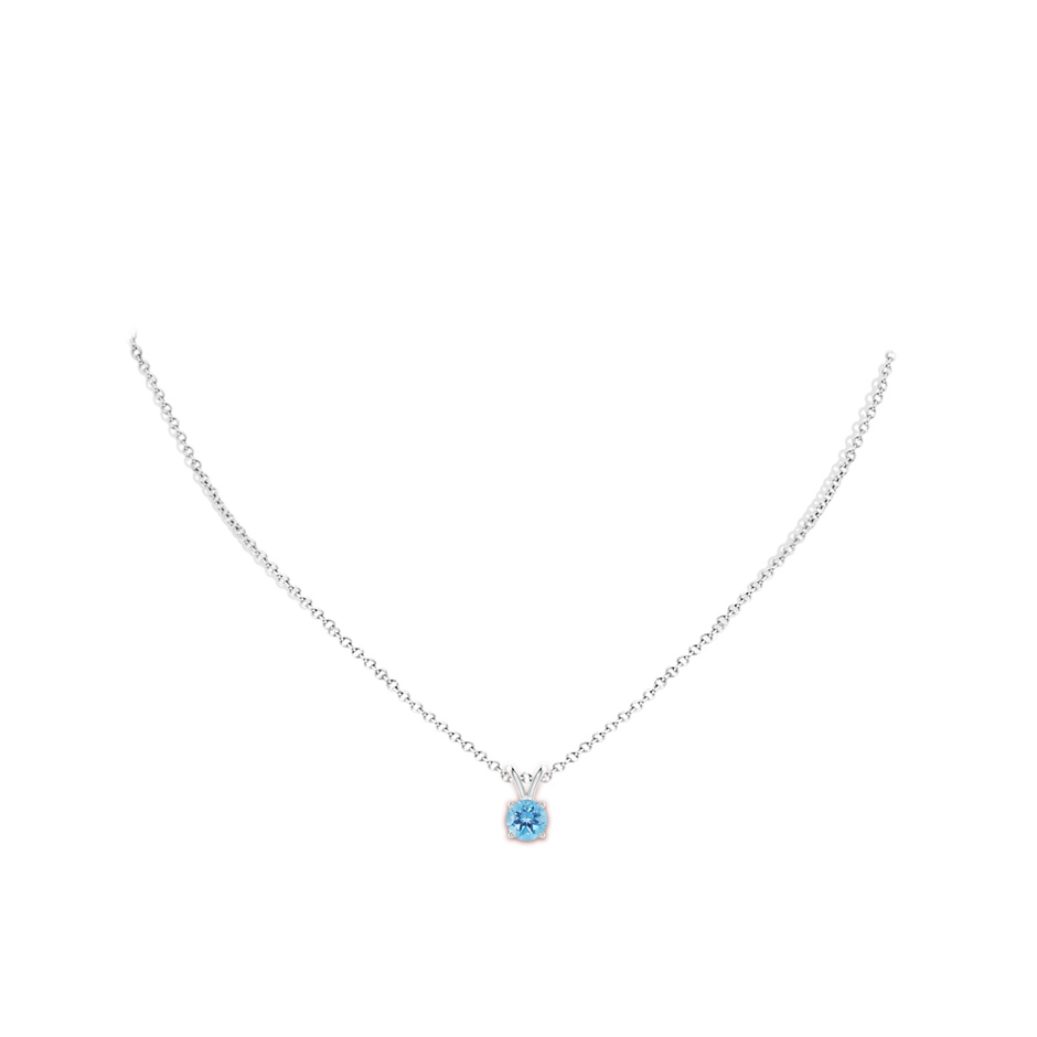 6mm A V-Bale Round Swiss Blue Topaz Solitaire Pendant in P950 Platinum pen