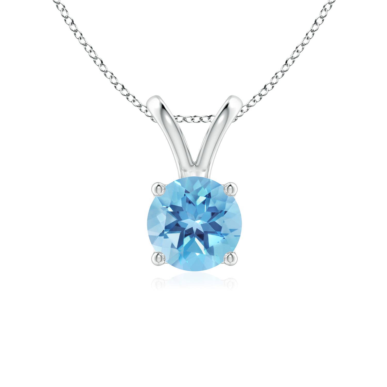 0.95 Ct Swiss Blue Topaz Round Shape Pendant Necklace in Sterling Silver (A)