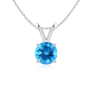 6mm AAAA V-Bale Round Swiss Blue Topaz Solitaire Pendant in P950 Platinum