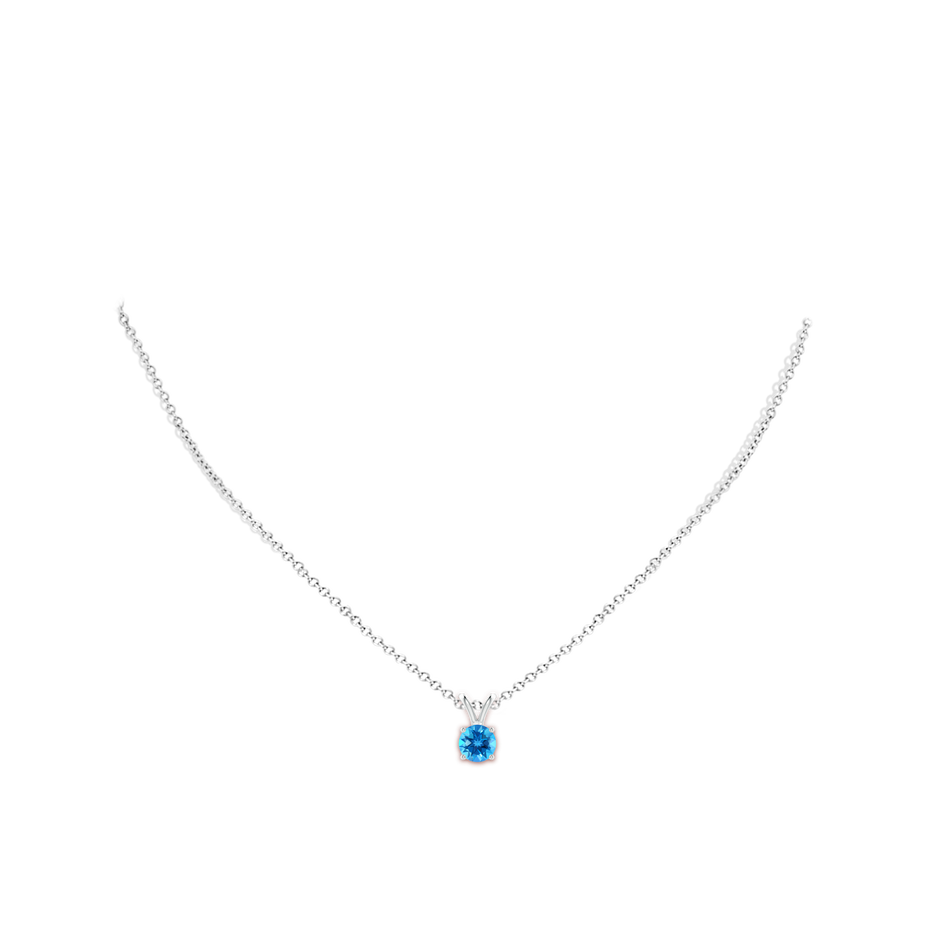 6mm AAAA V-Bale Round Swiss Blue Topaz Solitaire Pendant in P950 Platinum pen