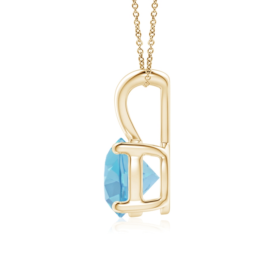 7mm A V-Bale Round Swiss Blue Topaz Solitaire Pendant in Yellow Gold side 199