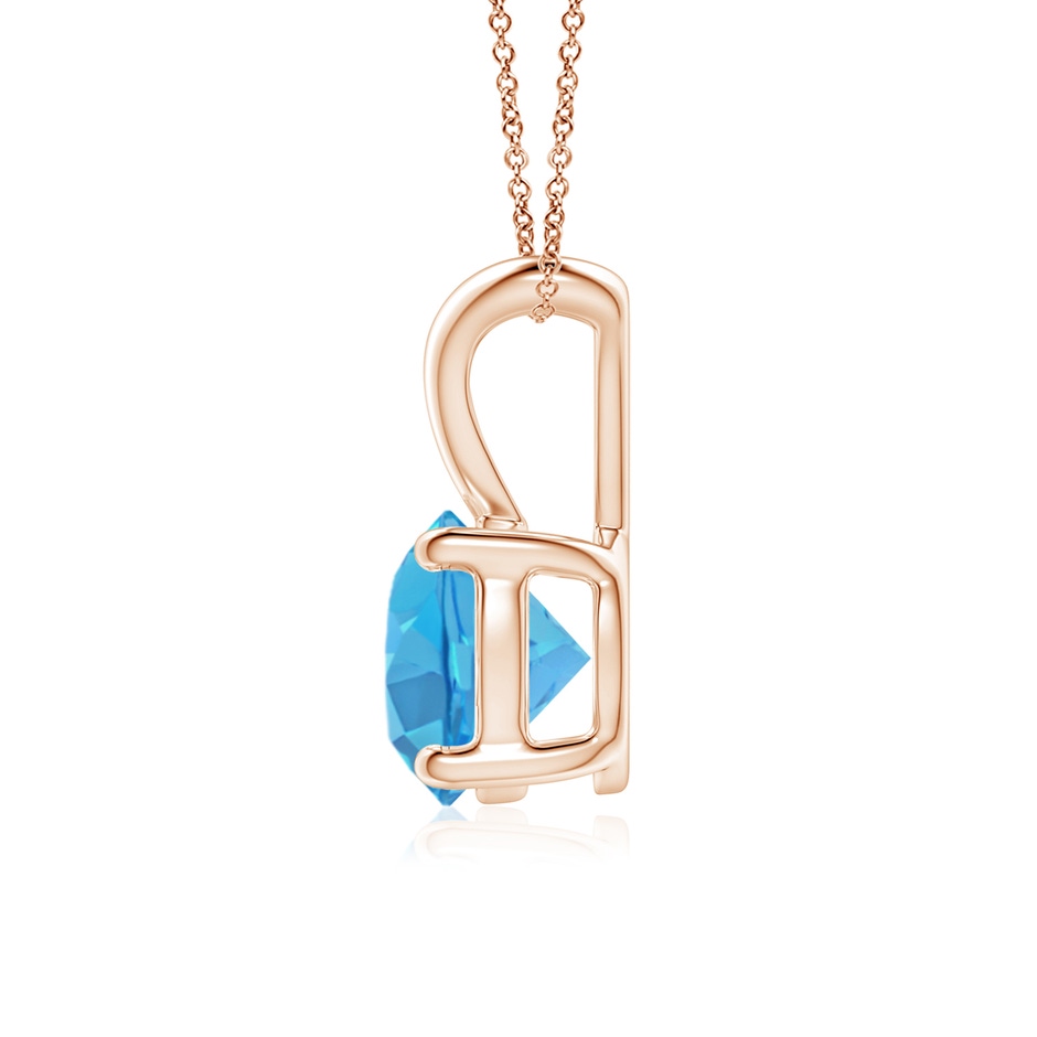 7mm AA V-Bale Round Swiss Blue Topaz Solitaire Pendant in Rose Gold side 199