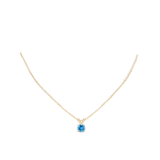 V-Bale Round Swiss Blue Topaz Solitaire Pendant | Angara