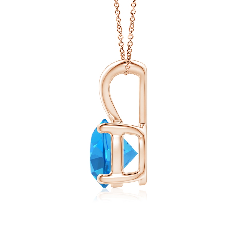 7mm AAAA V-Bale Round Swiss Blue Topaz Solitaire Pendant in Rose Gold side 199