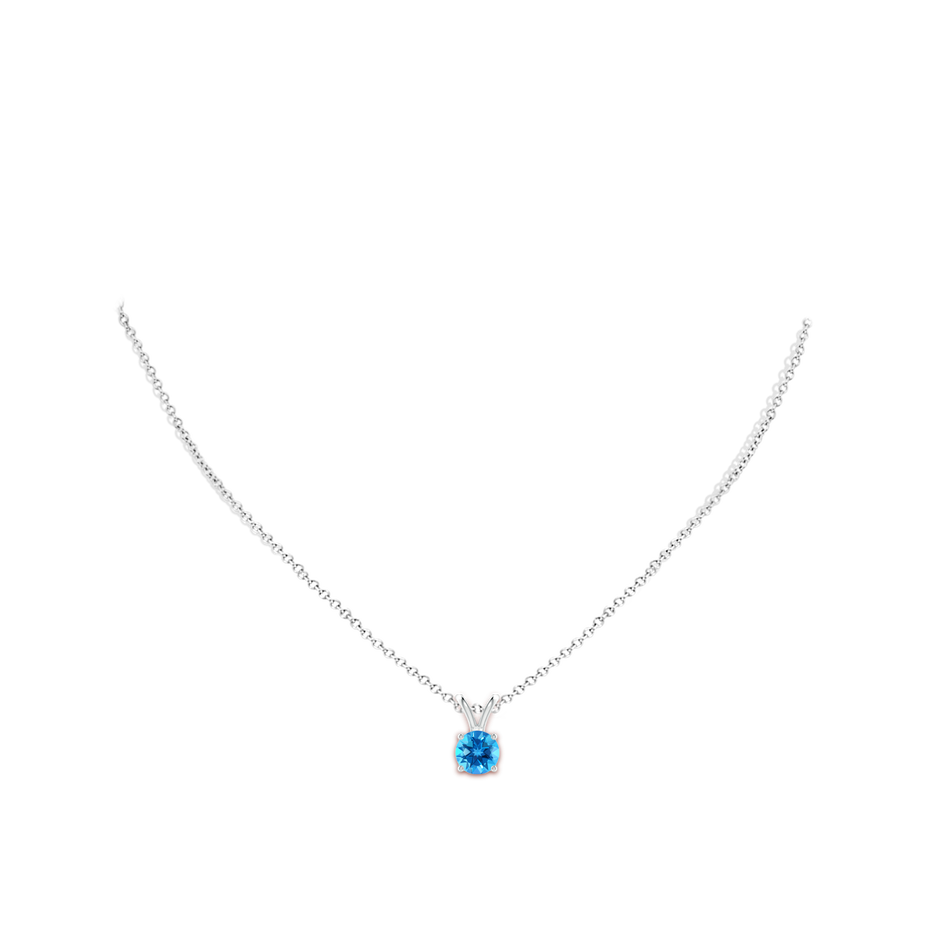 7mm AAAA V-Bale Round Swiss Blue Topaz Solitaire Pendant in S999 Silver pen